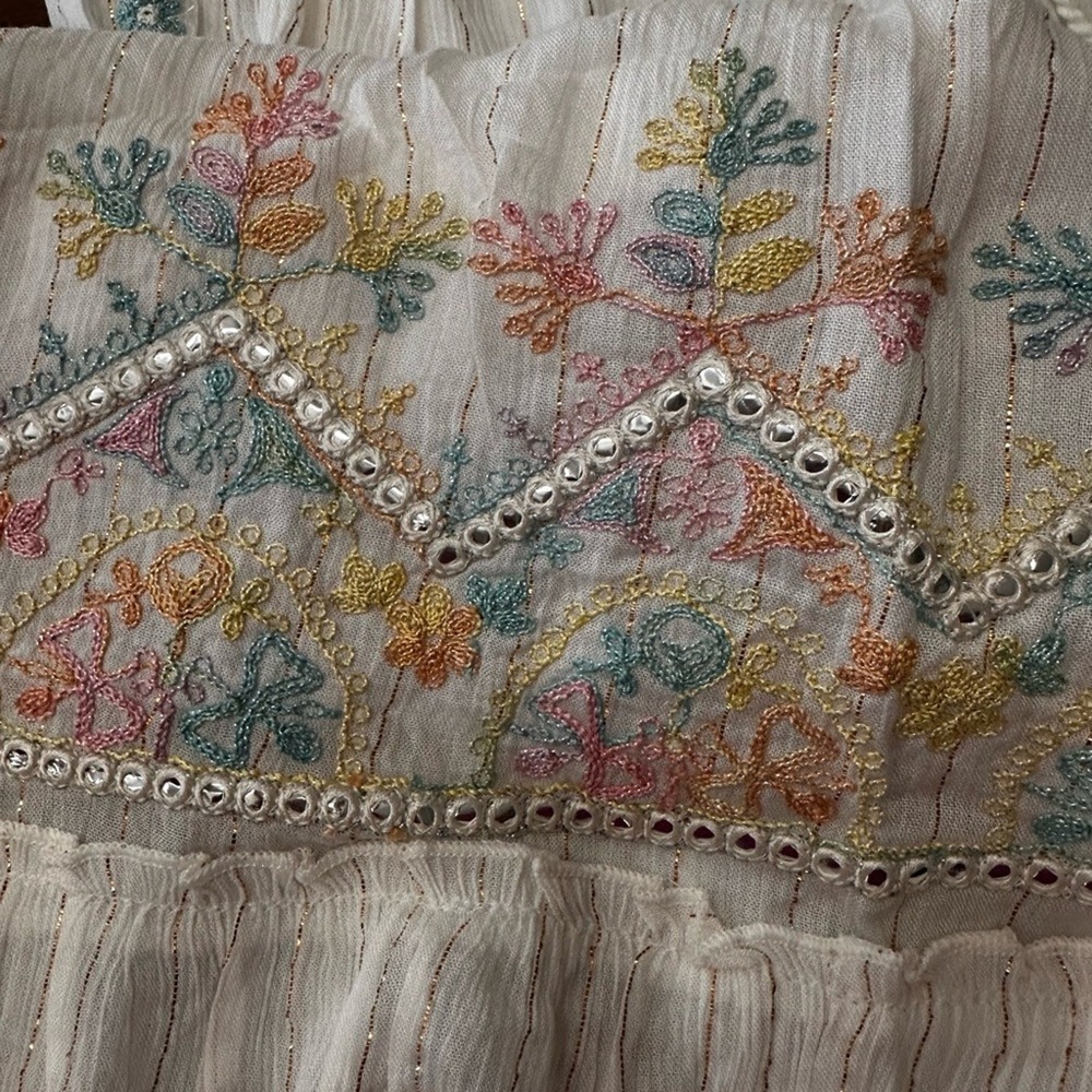 Ananta‎ NWT Elegant Bohemian Size L/XL pastel& White Halter Maxi Dress - Picture 11 of 16